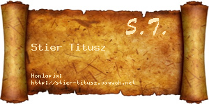 Stier Titusz névjegykártya